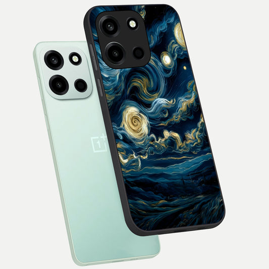  Midnight Sky Whirl phone case For Oneplus Nord 6 showing premium glass back cover with detailed artwork