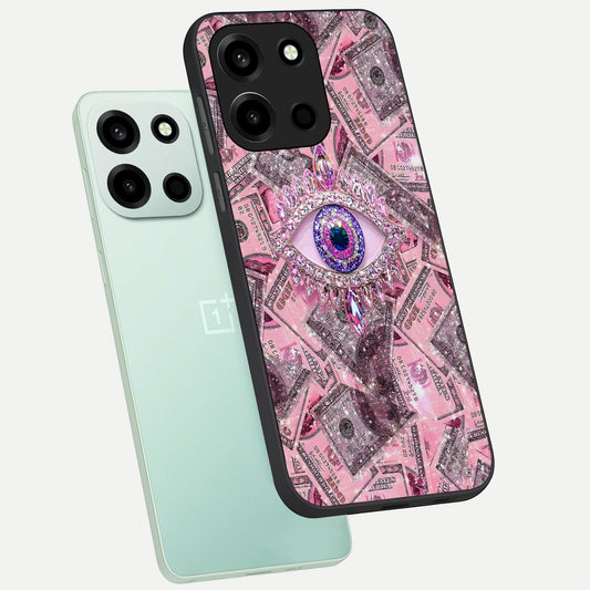  Money Eye Luxe phone case For Oneplus Nord 6 showing premium glass back cover with detailed artwork