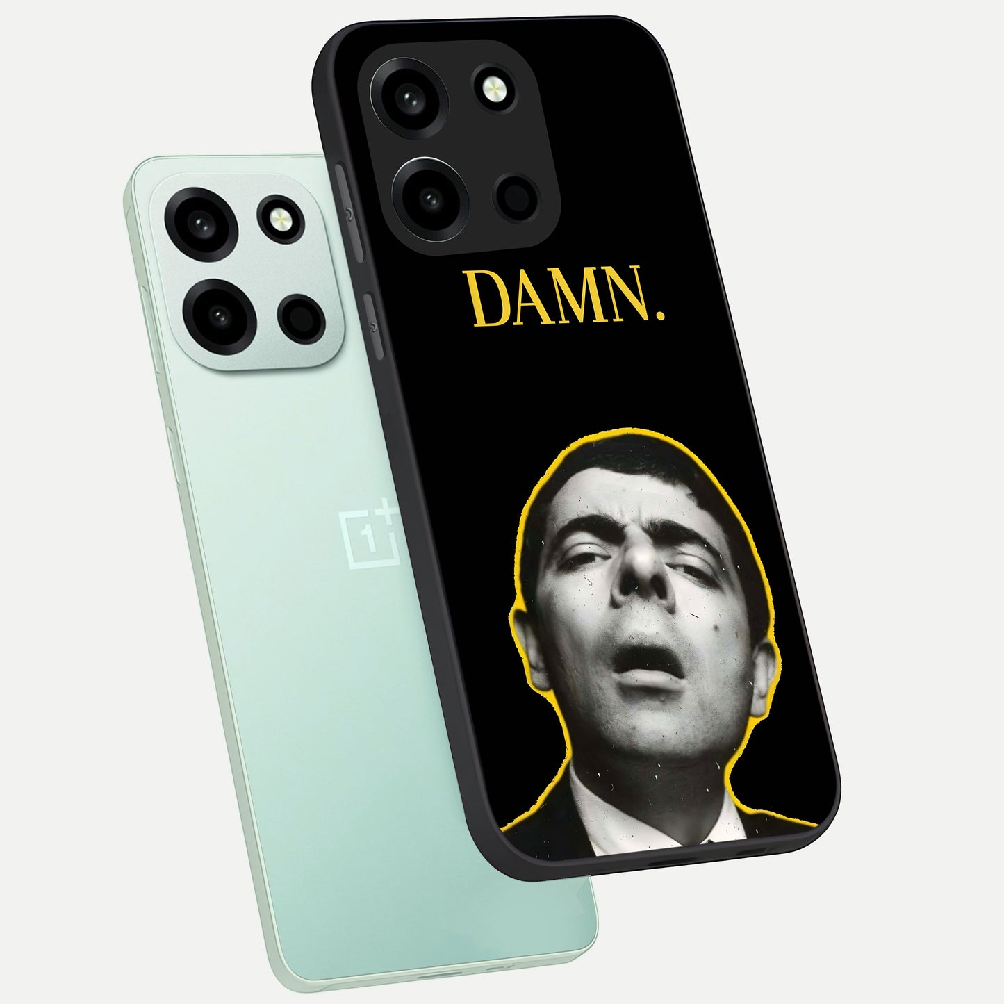  Mr Bean Damn phone case For Oneplus Nord 6 showing premium glass back cover with detailed artwork