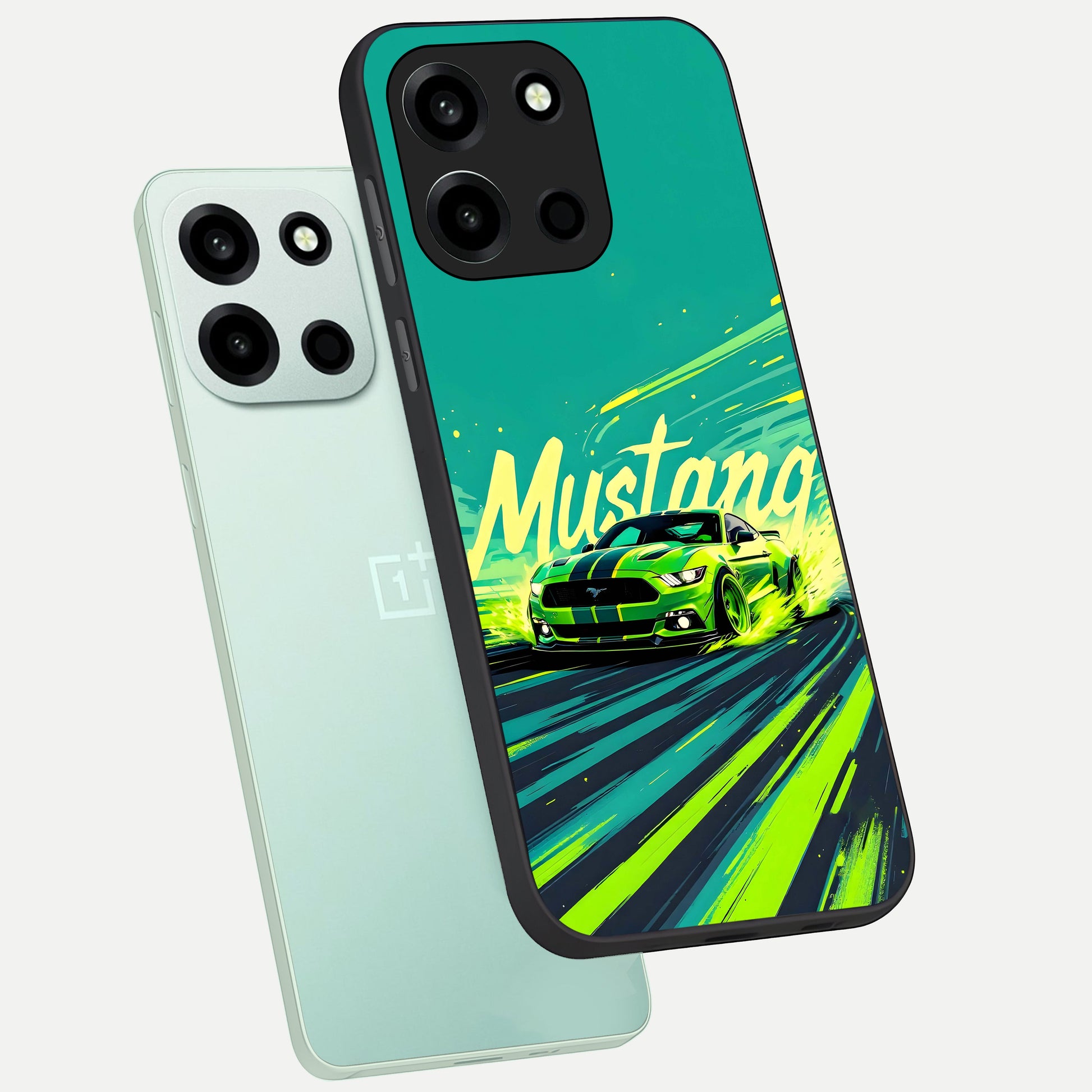  Mustang Bang phone case For Oneplus Nord 6 showing premium glass back cover with detailed artwork