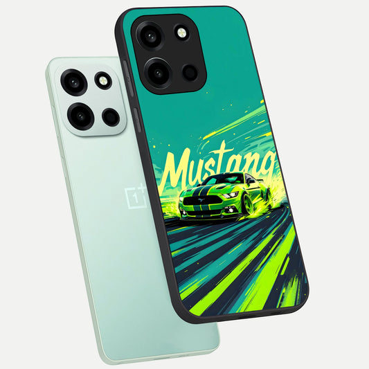  Mustang Bang phone case For Oneplus Nord 6 showing premium glass back cover with detailed artwork
