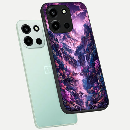  Mystic Cascade Peaks phone case For Oneplus Nord 6 showing premium glass back cover with detailed artwork