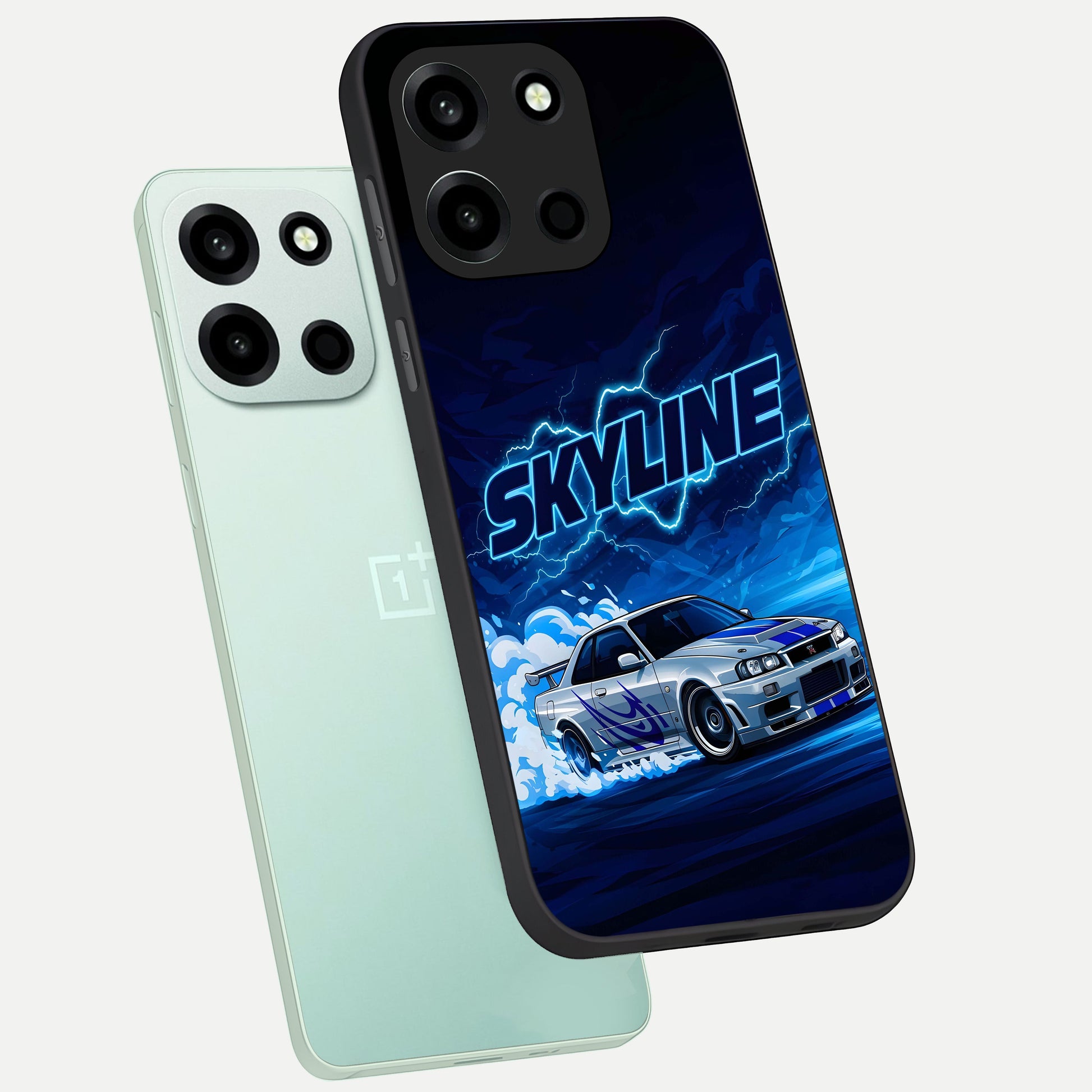  Neon Drift Beast phone case For Oneplus Nord 6 showing premium glass back cover with detailed artwork