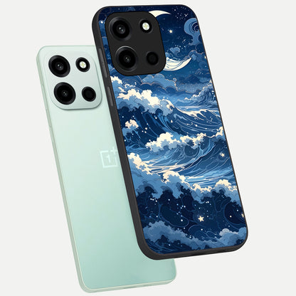  Ocean Moon Waves phone case For Oneplus Nord 6 showing premium glass back cover with detailed artwork
