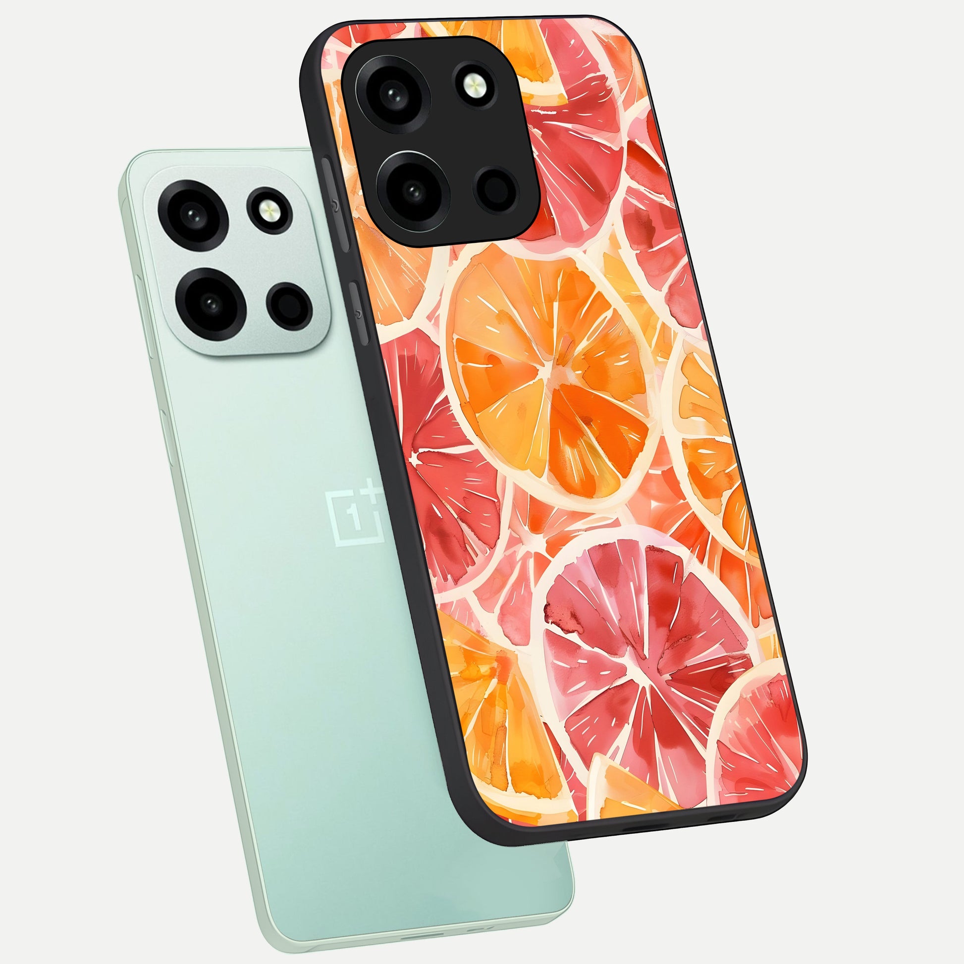  Orange Fruits Pattern phone case For Oneplus Nord 6 showing premium glass back cover with detailed artwork