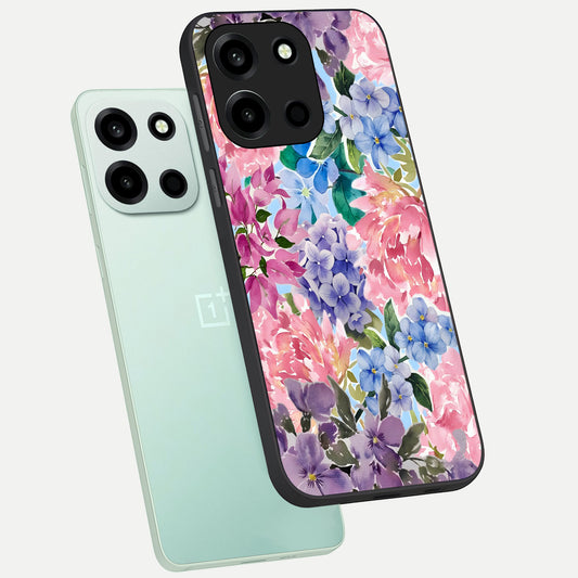  Pastel Floral Mix phone case For Oneplus Nord 6 showing premium glass back cover with detailed artwork