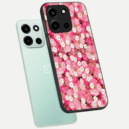  Pink Daisy Bliss phone case For Oneplus Nord 6 showing premium glass back cover with detailed artwork