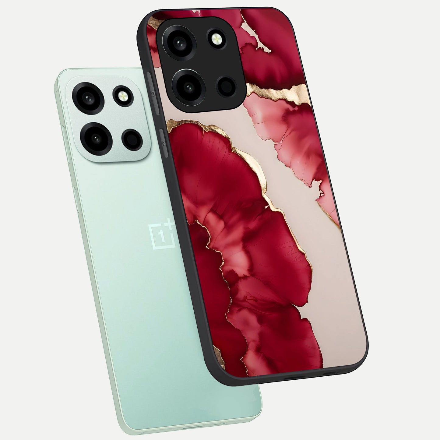  Pink And White Marble phone case For Oneplus Nord 6 showing premium glass back cover with detailed artwork