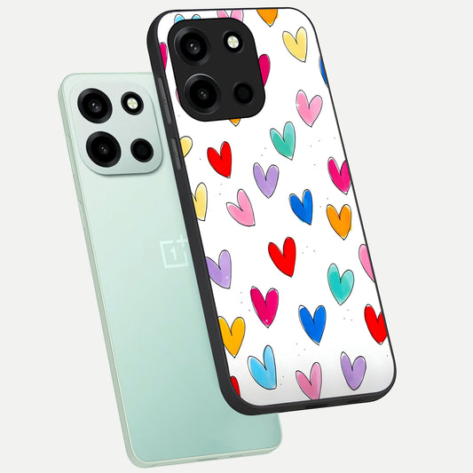  Playful Love Doodles phone case For Oneplus Nord 6 showing premium glass back cover with detailed artwork