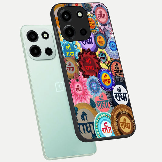  Radha Divine Bloom phone case For Oneplus Nord 6 showing premium glass back cover with detailed artwork
