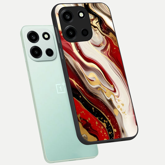  Red And White Marble phone case For Oneplus Nord 6 showing premium glass back cover with detailed artwork