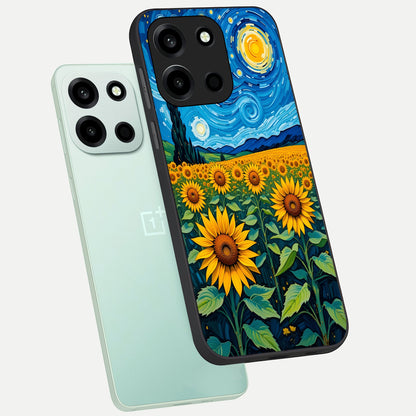  Starry Sunflower Dreams phone case For Oneplus Nord 6 showing premium glass back cover with detailed artwork
