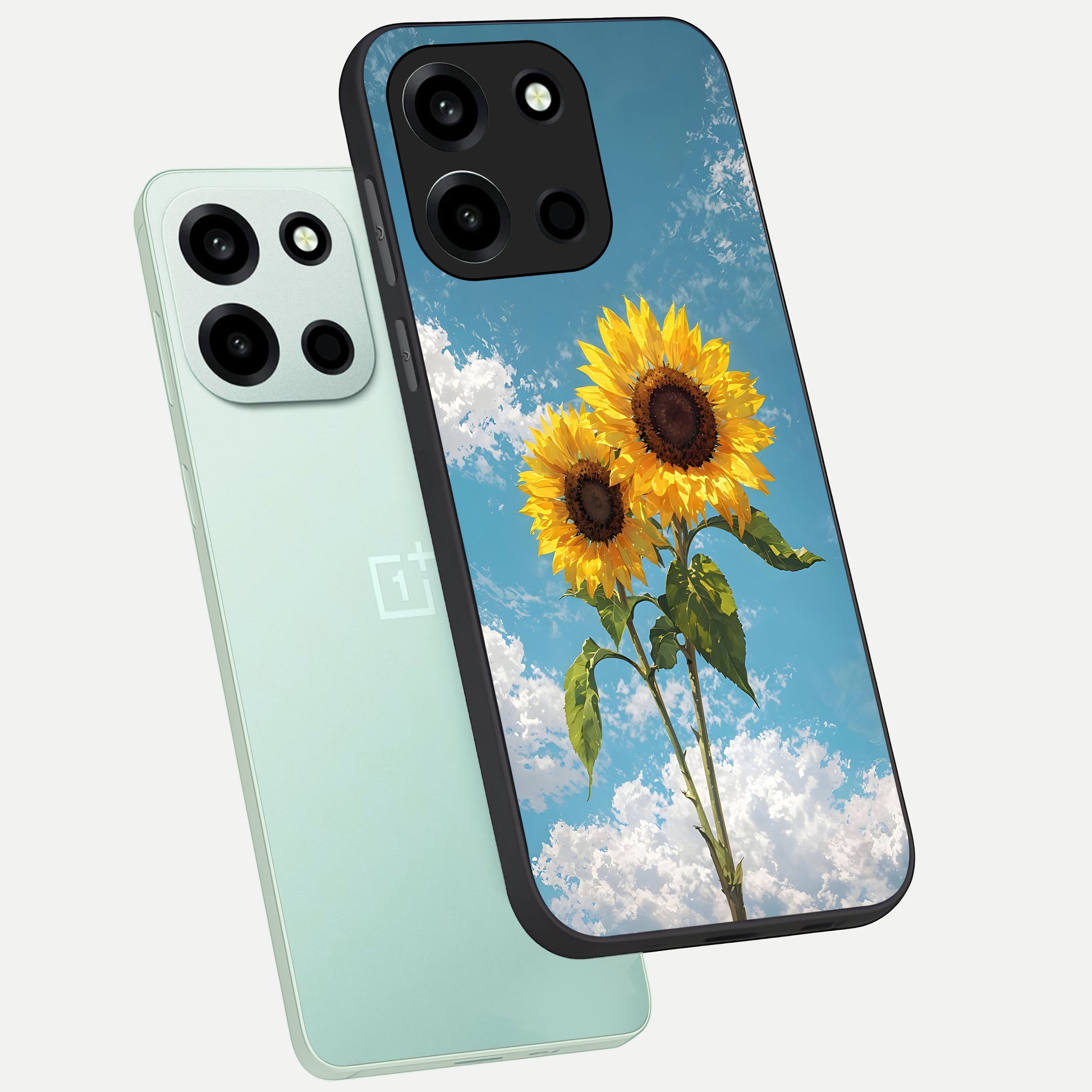  Sunlit Daisy Glow phone case For Oneplus Nord 6 showing premium glass back cover with detailed artwork