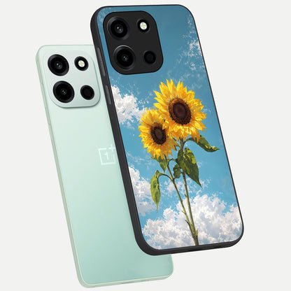  Sunlit Daisy Glow phone case For Oneplus Nord 6 showing premium glass back cover with detailed artwork