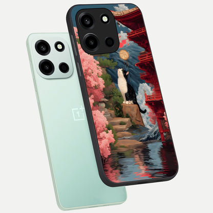  Temple Cat Scenery phone case For Oneplus Nord 6 showing premium glass back cover with detailed artwork