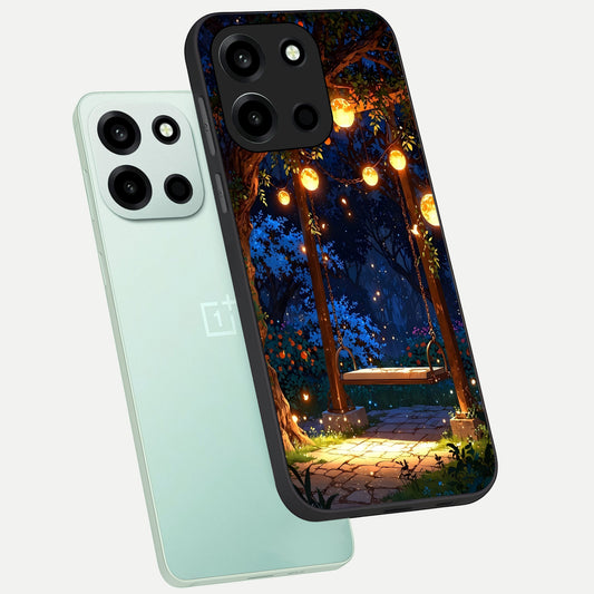 Twilight Garden Swing phone case For Oneplus Nord 6 showing premium glass back cover with detailed artwork
