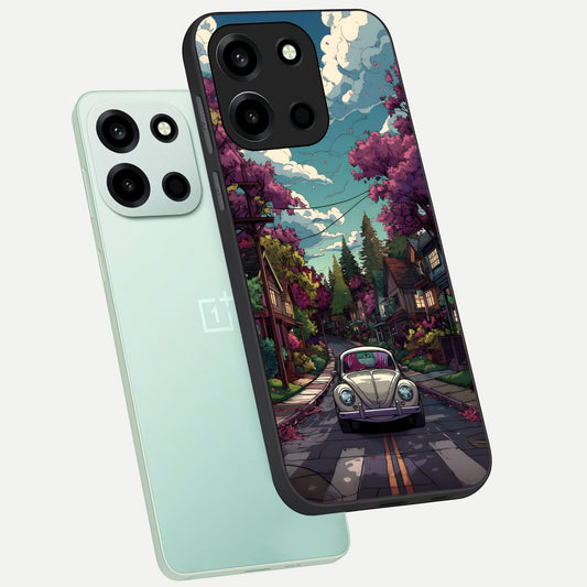  Vintage Street Drive phone case For Oneplus Nord 6 showing premium glass back cover with detailed artwork