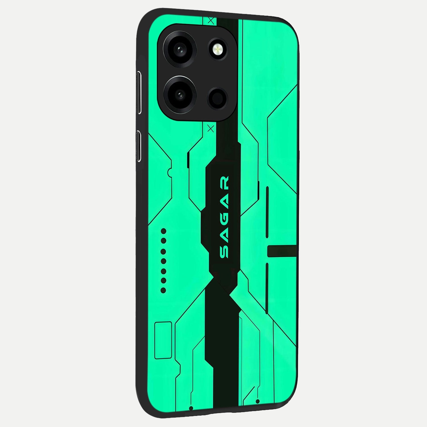  Aqua Tech CYBERPUNK Custom Name back cover For Oneplus Nord 6 slim fit glass case with vibrant aesthetic design