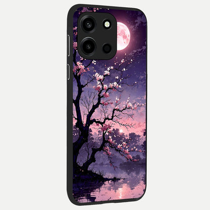  Blossom Pink Moon back cover For Oneplus Nord 6 slim fit glass case with vibrant aesthetic design