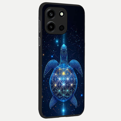  Crimson Blue Turtle back cover For Oneplus Nord 6 slim fit glass case with vibrant aesthetic design