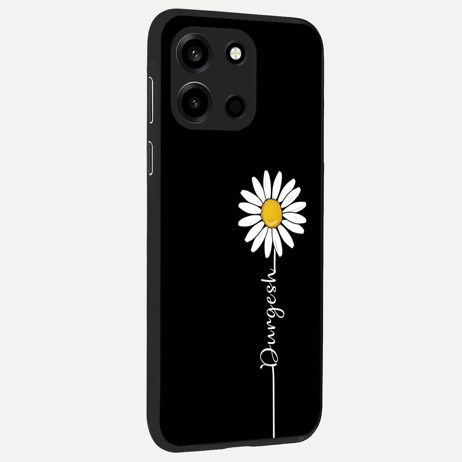 Custom Name White Flower back cover For Oneplus Nord 6 slim fit glass case with vibrant aesthetic design