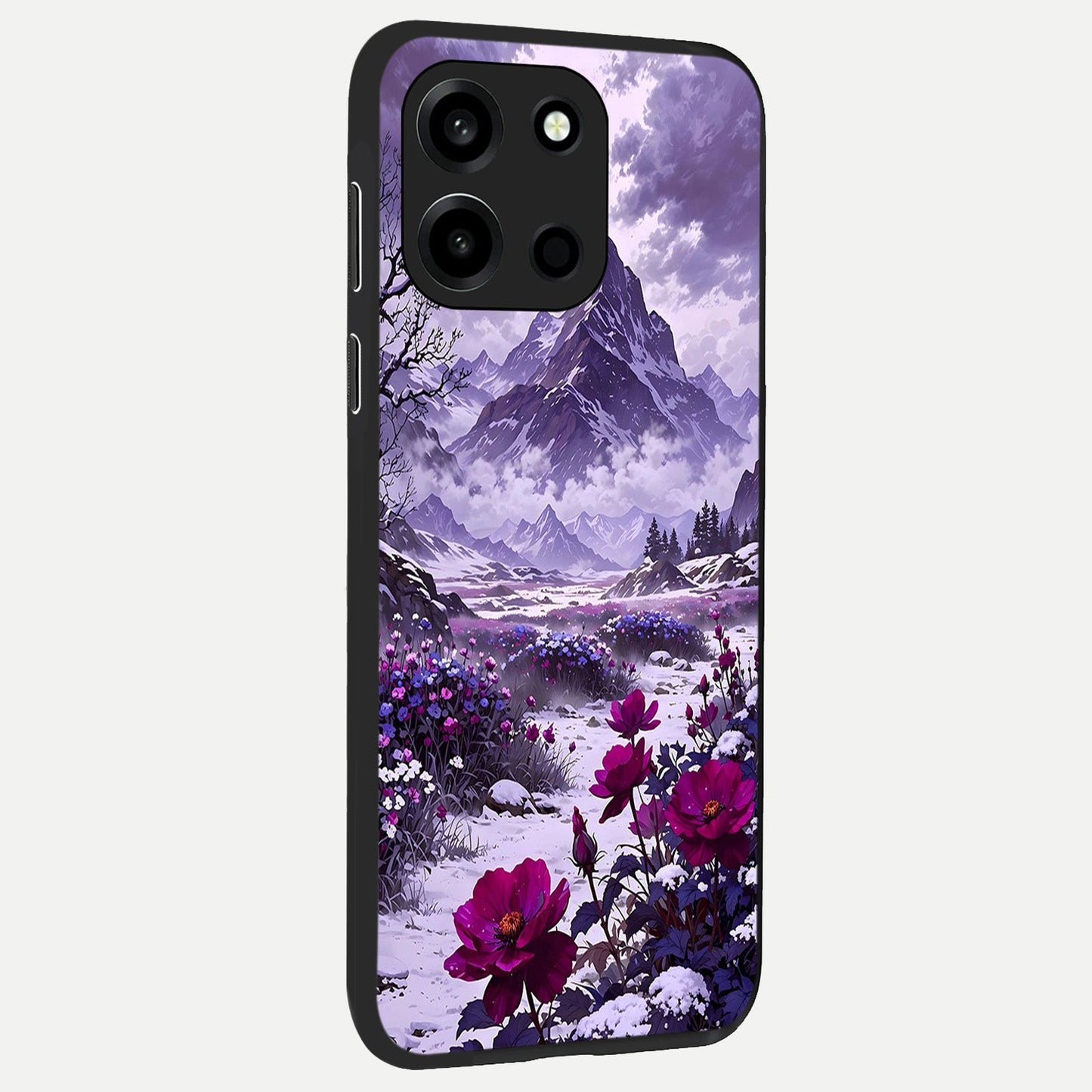  Flower Mountain View back cover For Oneplus Nord 6 slim fit glass case with vibrant aesthetic design