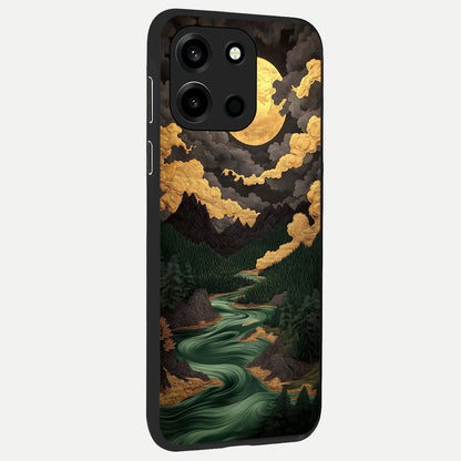  Golden River Moon back cover For Oneplus Nord 6 slim fit glass case with vibrant aesthetic design