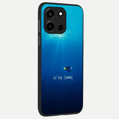  Just Keep Swimming back cover For Oneplus Nord 6 slim fit glass case with vibrant aesthetic design