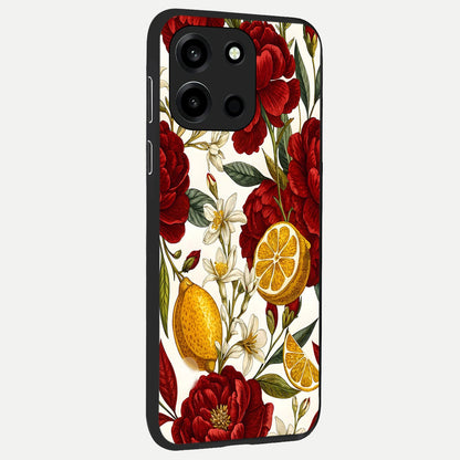  Lemon Rose Charm back cover For Oneplus Nord 6 slim fit glass case with vibrant aesthetic design