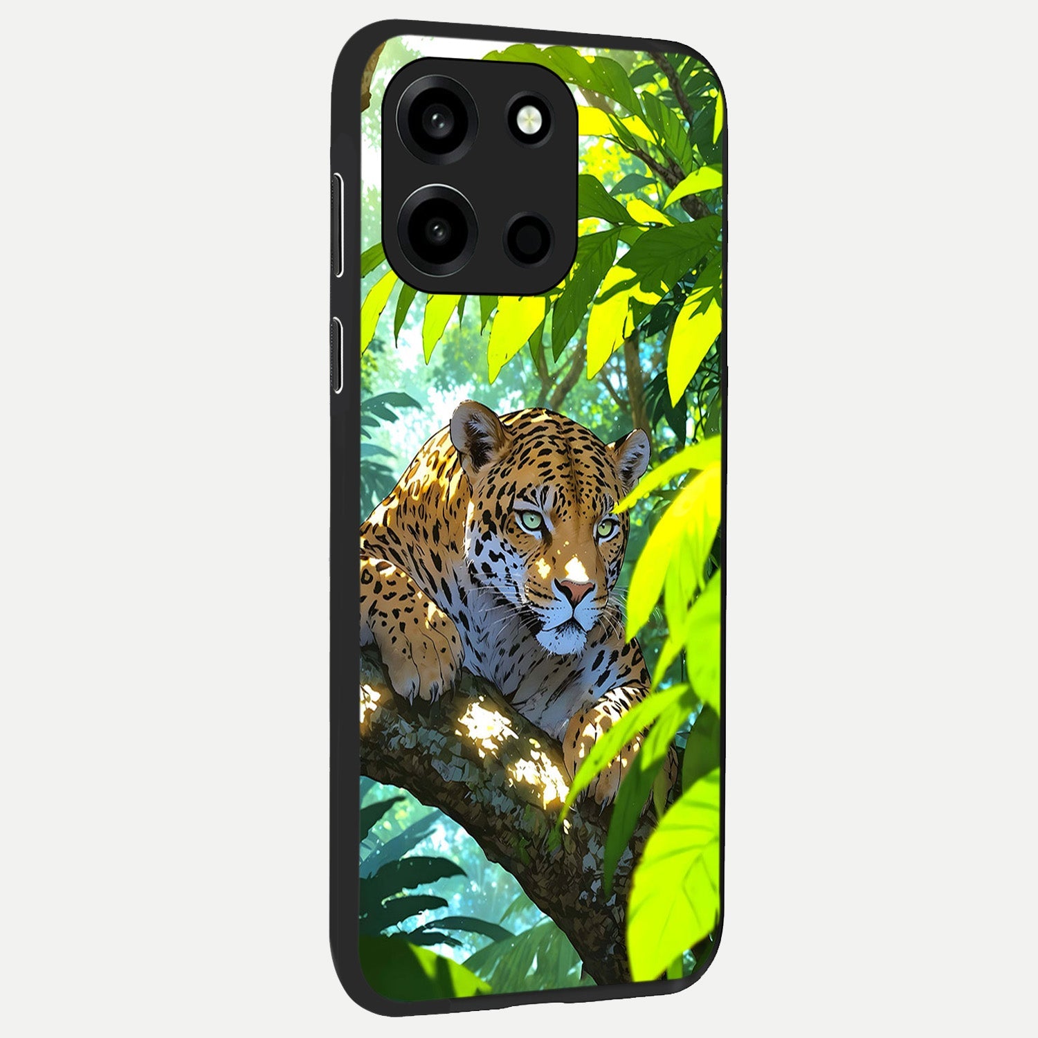  Leopard in Jungle back cover For Oneplus Nord 6 slim fit glass case with vibrant aesthetic design
