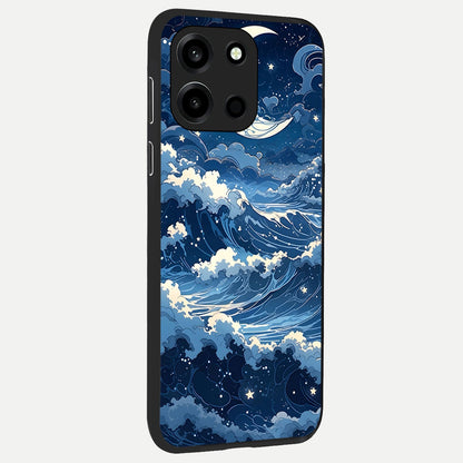  Ocean Moon Waves back cover For Oneplus Nord 6 slim fit glass case with vibrant aesthetic design