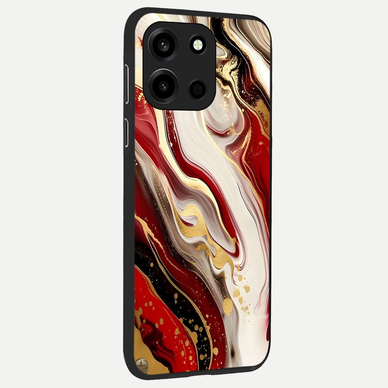  Red And White Marble back cover For Oneplus Nord 6 slim fit glass case with vibrant aesthetic design