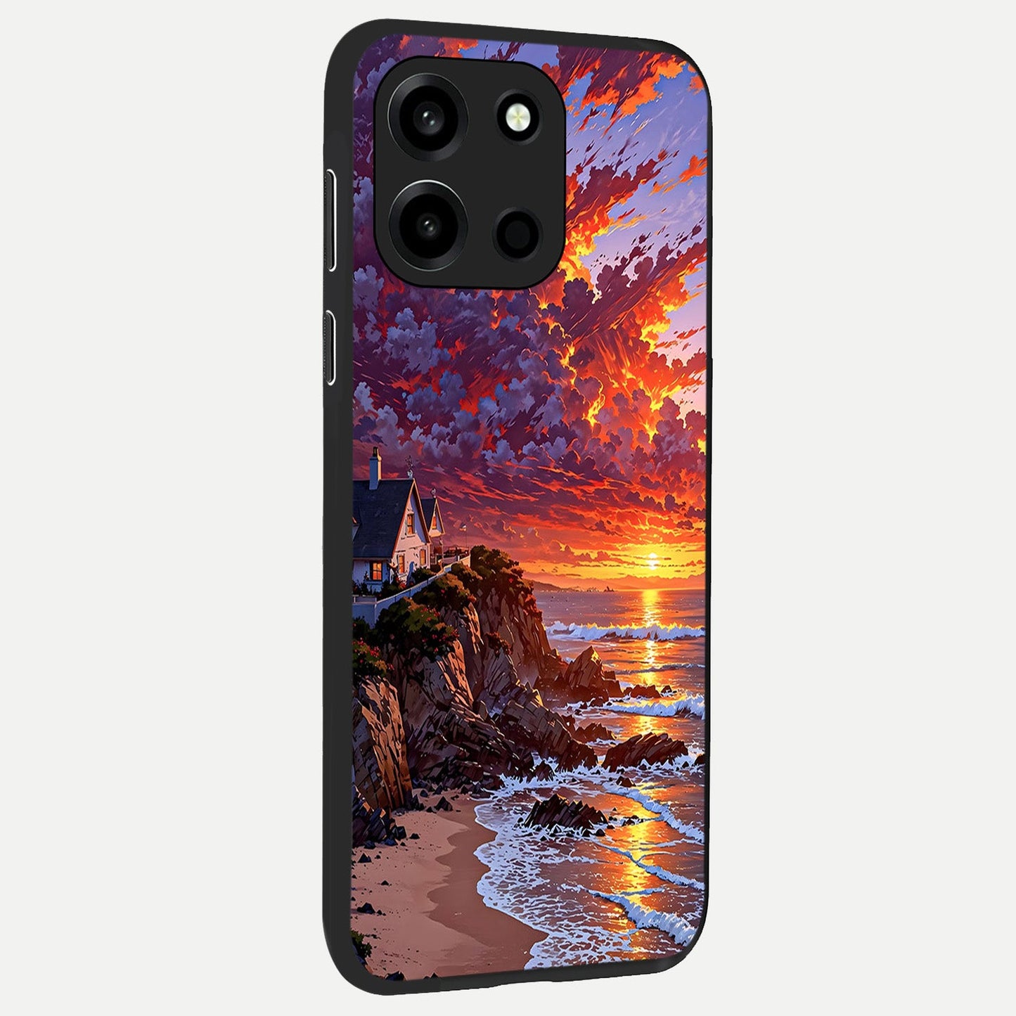  Sunset House By Sea back cover For Oneplus Nord 6 slim fit glass case with vibrant aesthetic design