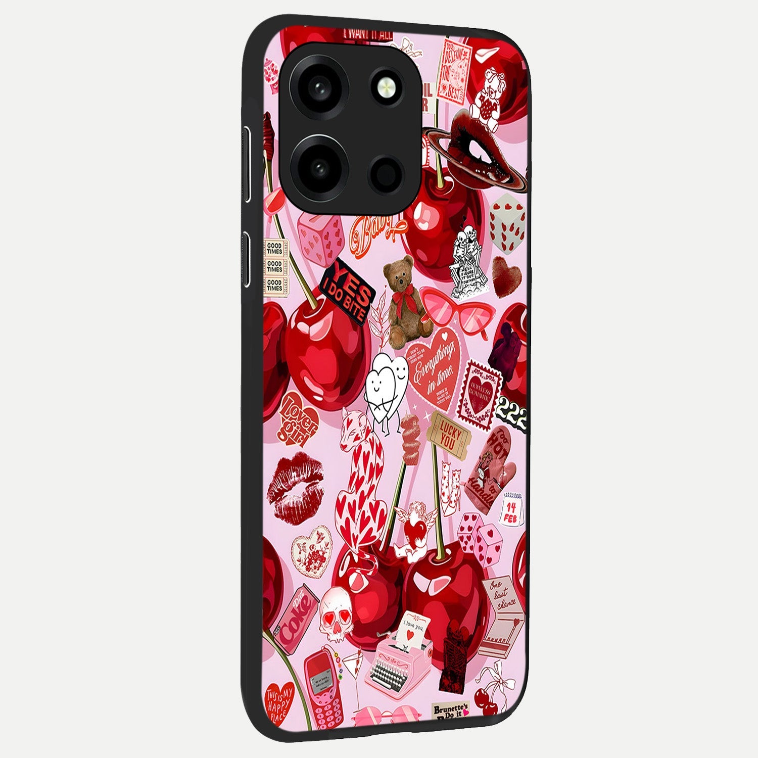  Sweet Cherry Chaos back cover For Oneplus Nord 6 slim fit glass case with vibrant aesthetic design