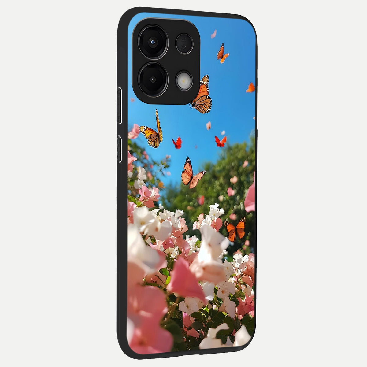  Butterflies In Bloom Sky back cover For Oppo K13 5G slim fit glass case with vibrant aesthetic design