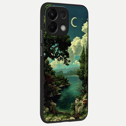  Celestial Lake Peace back cover For Oppo K13 5G slim fit glass case with vibrant aesthetic design