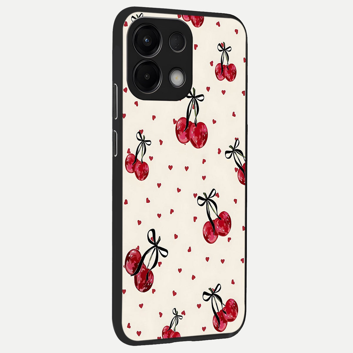  Cherry Heart Bow back cover For Oppo K13 5G slim fit glass case with vibrant aesthetic design