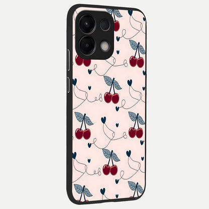  Cherry Heart Line back cover For Oppo K13 5G slim fit glass case with vibrant aesthetic design