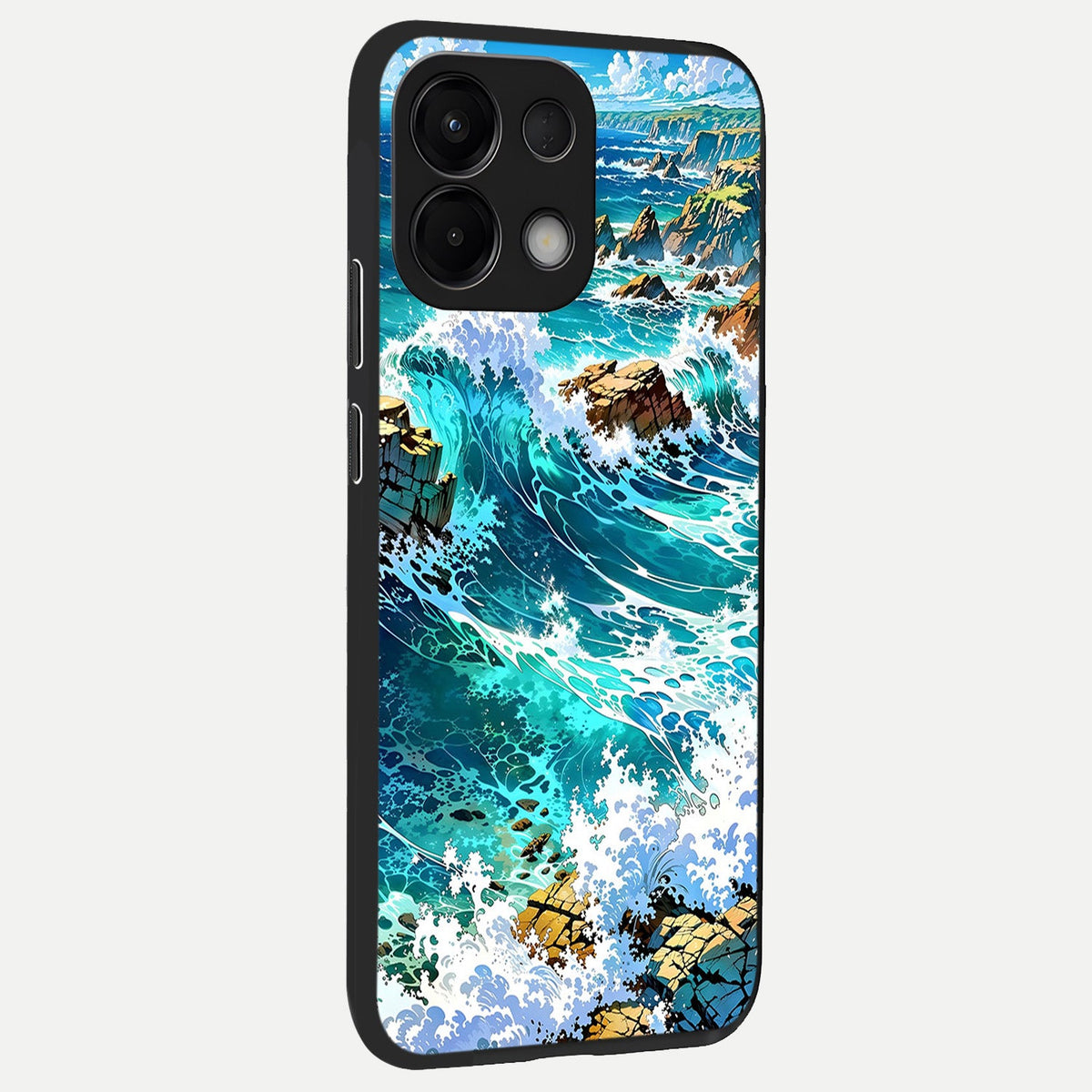  Coastal Blue Waves back cover For Oppo K13 5G slim fit glass case with vibrant aesthetic design