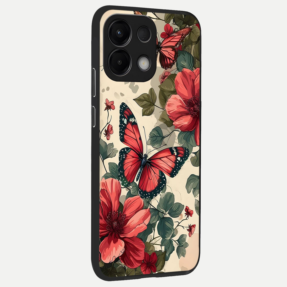  Crimson Butterfly Garden back cover For Oppo K13 5G slim fit glass case with vibrant aesthetic design