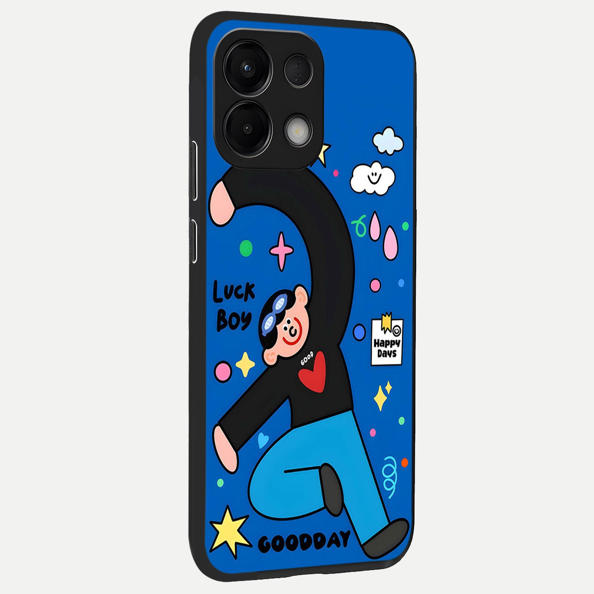  Happy Luck Vibe back cover For Oppo K13 5G slim fit glass case with vibrant aesthetic design