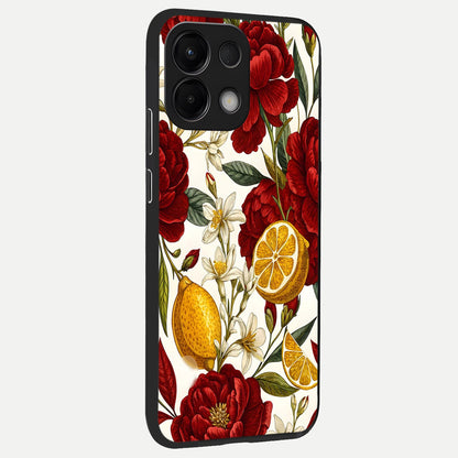  Lemon Rose Charm back cover For Oppo K13 5G slim fit glass case with vibrant aesthetic design