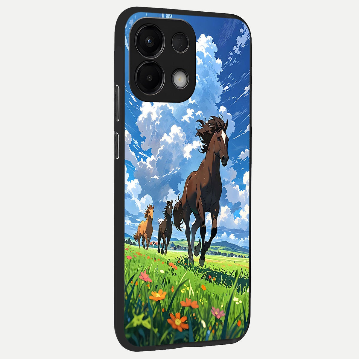  Majestic Horses Galloping back cover For Oppo K13 5G slim fit glass case with vibrant aesthetic design