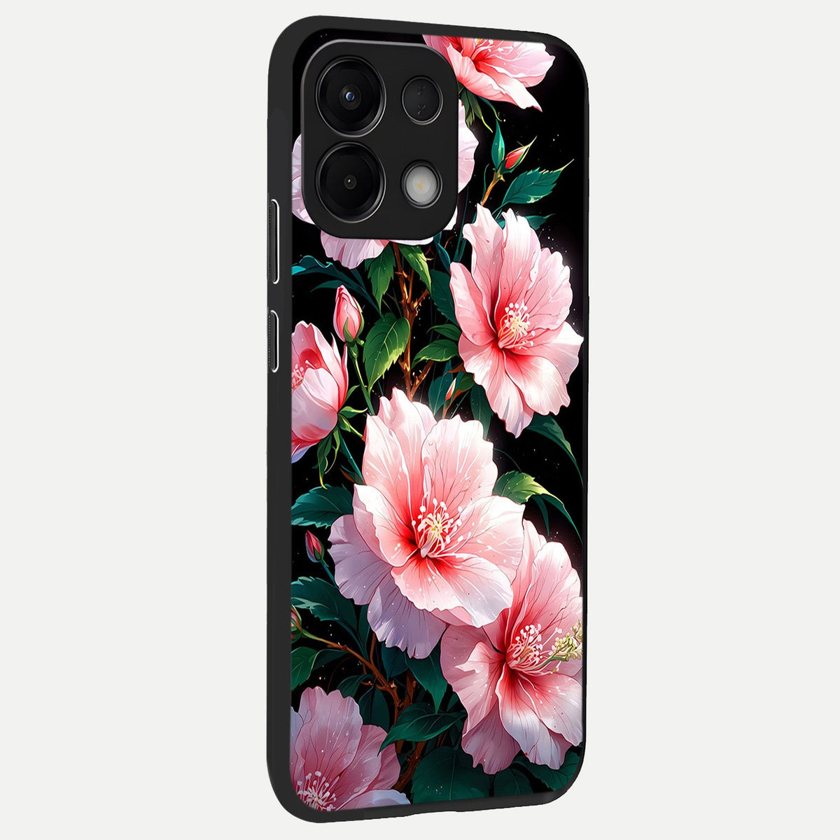  Peach Flower back cover For Oppo K13 5G slim fit glass case with vibrant aesthetic design