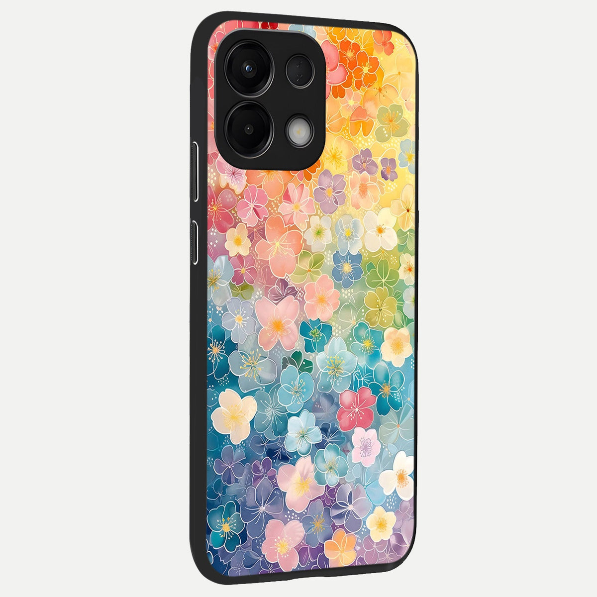  Rainbow Blossom Burst back cover For Oppo K13 5G slim fit glass case with vibrant aesthetic design