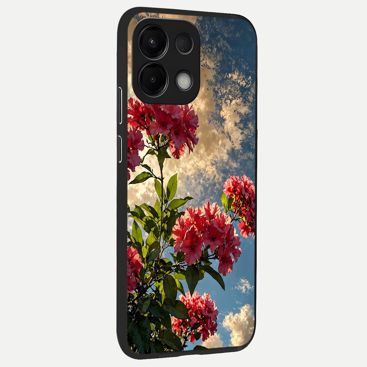  Red Bloom Skies back cover For Oppo K13 5G slim fit glass case with vibrant aesthetic design