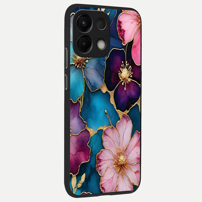  Sparkle Floral back cover For Oppo K13 5G slim fit glass case with vibrant aesthetic design