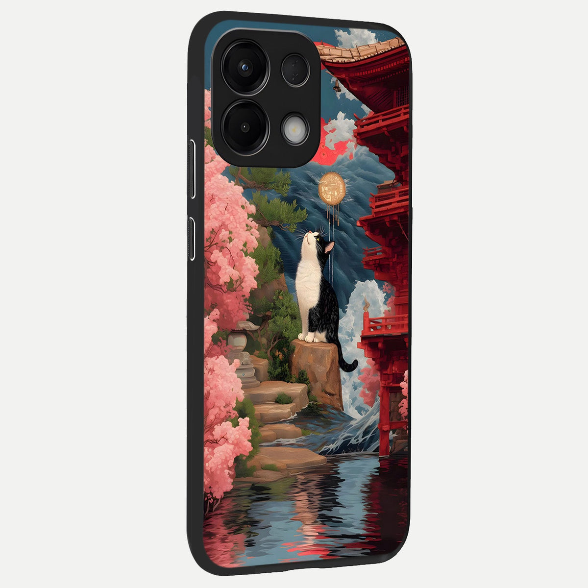  Temple Cat Scenery back cover For Oppo K13 5G slim fit glass case with vibrant aesthetic design