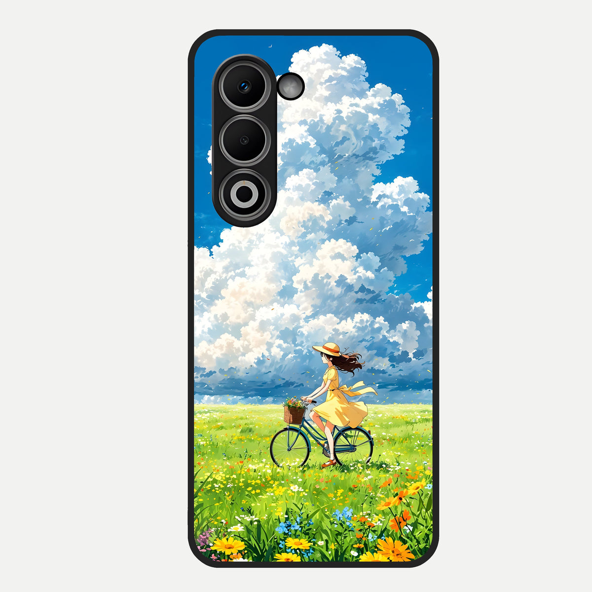  Breezy Meadow Ride Glass Case For Oppo A5 5G back cover – full design glossy printed glass finish