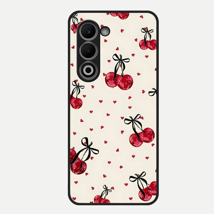  Cherry Heart Bow Glass Case For Oppo A5 5G back cover – full design glossy printed glass finish